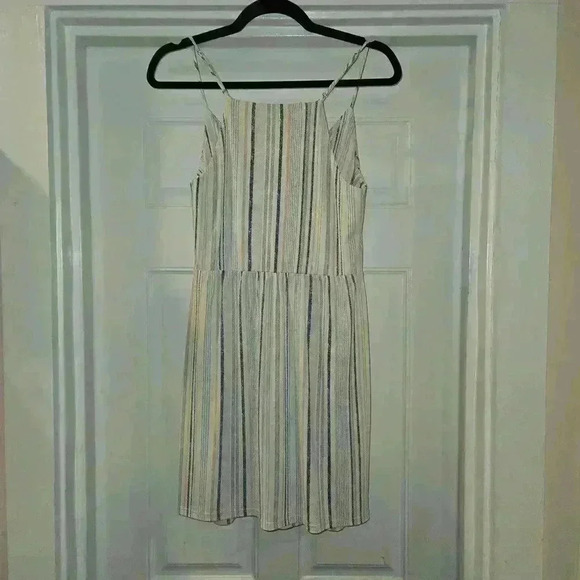 BCBGENERATION Womens Sleeveless Faux Wrap Striped Dress Pink Blue Size Small - Picture 3 of 9